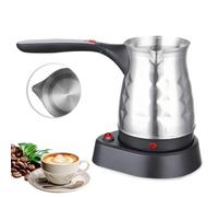 WIYETY Electric Turkish Coffee Machine, 500 ml Stainless Steel Turkish Coffee Maker with Foldable Handle, Turkish Mocha Cooker, for Family, Office - 600 W - Silver
