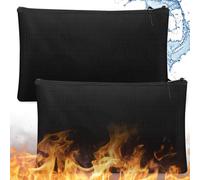 WIYETY Fireproof Document Bag Fireproof Bags: Pack of 2 A4 Document Holder Safe, Water-Repellent Fireproof Briefcase, Silicone Fibreglass Fireproof Bag for Document, Passport, Cash