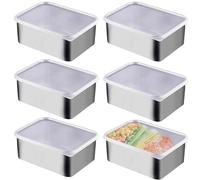 WIYETY Food Storage Container Meal Prep Boxes: 6 Pieces Stainless Steel Lunch Box Freezer Container with Lid - Food Container Can Be Engraved Reusable