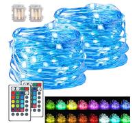 WIYETY LED Fairy Lights, Pack of 2, 16 Colours, Remote Control, 5m, 50 LED, Indoor/Outdoor, Warm White
