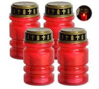 WIYETY LED Grave Candle, Red Flickering, Pack of 4, IP44 Waterproof, Battery Operated, Cemetery Candle, Grave Lantern, Grave Lamp