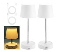 WIYETY LED Table Lamp Battery USB Rechargeable Pack of 2 Battery Table Lamp Rechargeable Dimmable Telescopic Battery Table Lamp Touchable Bedside Lamp Suitable for Bedside Tables, Bedroom and Living
