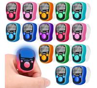 WIYETY Pack of 15 Electronic Finger Counters: LED Counter Finger Counter with Night Light Function, Finger Counters for Golf, Row Counter Sports, Sports Meetings (Random Colour)