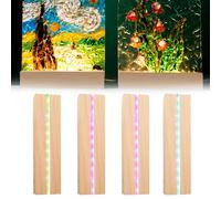 WIYETY Pack of 4 LED Lights Display Base USB Wooden Light Base Stand, Desktop LED Lights Socket, Display Base with USB Switch for DIY Acrylic Plates, for Frosted Glass, Crystal Glass Plate