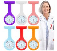 WIYETY Pack of 6 Nurse Watches, Nurse's Watches with Clip, Nurse's Watch Fob, Practical Heart Rate Monitor for Doctors and Nurses (Light Blue, Pink, Red, White, Orange, Purple), Light