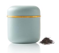 WIYETY Small Ceramic Storage Jar, 160 ml Matcha Container, Ceramic Jar with Lid, Ceramic Storage Container for Tea, Salt Container, Canister, Cereal, Food in the Kitchen - Sky Blue