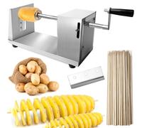 WIYETY Stainless Steel Spiral Potato Cutter: Vegetable Twister Potato Cutter, with 50 25 cm Long Bamboo Sticks, Potato Spiral Cutter, Multifunctional Cutting Machine, for Potatoes
