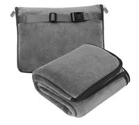 WIYETY Travel Blanket Aeroplane Transformation Pillow 2 in 1, Portable Airplane Blanket with Suitcase Attachment, for Office, Business Trip, Travel, Ultralight Warm - Grey - 152 x 127 cm
