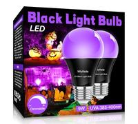 Wiyifada LED Black Light Bulbs 2 Pack, A19 9W UV Black Light Replace Up to 100W, 120V E26 Base UVA Level 385-400nm, Glow in The Dark for Body Pain, Blacklights Party, Halloween