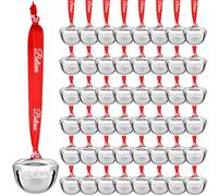 Wiyodaho Christmas Believe Bell Ornaments Sleigh with Red Ribbon 1.5 Inch Jingle Bells Tree Bulk Polar Express Mini for Decor (Silver Color, 72)