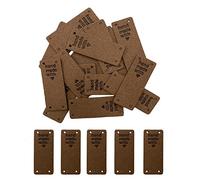 WiYould 40 Pcs PU Leather Label Faux Leather Handmade Sew on Tag Label Handmade Embossed Tag Embellishment Crochet Knit DIY Jeans Bags Shoes Hat Apparel Accessories(Love, Dark Brown)