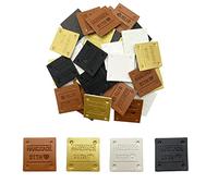 WiYould 40 Pcs PU Leather Label Faux Leather Handmade Sew on Tag Label Handmade Embossed Tag Embellishment Crochet Knit DIY Jeans Bags Shoes Hat Apparel Accessories(LZP, 4colors)