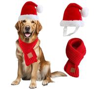 Wiz BBQT Dog Christmas Hat & Scarf Set, Large, Red, Plush/Acrylic, Classic, Unisex, Winter, Comfortable & Warm 3D Design, Dog Accessories, Christmas, 55+ Pounds, Large Breeds