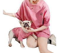 Wiz BBQT Matching Dog and Owner Clothes,Striped Dog Shirts for Small Medium Large Dogs Cats,Mama and Pet Shirts are Sold Separately(for Pets,Pet-Pink,Pet M-Bust 15.7")