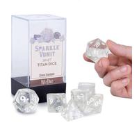 Wiz Dice Titan 25mm Dice - Large Polyhedral Dice Set - Sparkle Vomit 7 Cnt - DND Dice Set with Clear Box