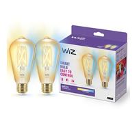 WiZ Filament White Ambiance ST64 [E27 Small Edison Screw] Smart Connected WiFi Light Bulb 2 Pack. 50W Warm to Cool White Light, App Control for Home Indoor Lighting, Livingroom, Bedroom.