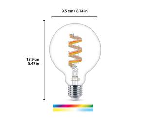 WiZ G95 filament LED bulb globe WiFi E27 6.3W RGBW