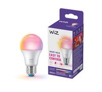 WiZ Smart LED A60 Bulb, Full Color and Tunable White, E27 Base, 60W Equivalent, 2200-6500K, 806 Lumens, Dimmable, Works with Alexa, Google Assistant, and Apple Home, 1 Pack