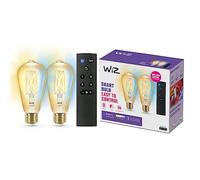 WiZ Smart Bulb, Dimmable White [E27 Edison Screw], Smart LED WiFi Works with Alexa + WizMote. App Control for Livingroom and Bedroom, Amber Light Bulb 2 Pack, Halloween & Christmas