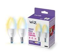 WiZ Smart Bulb,E14,40W Warm to Cool White Light, Smart Dimming LED, Connected WiFi Works with Alexa, Google Assistant & HomeKit, App Control for Livingroom, Bedroom, Energy Monitoring, 2 Pack