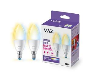 WiZ Smart Bulb,E14,40W Warm to Cool White Light, Smart Dimming LED, Connected WiFi Works with Alexa, Google Assistant & HomeKit, App Control for Livingroom, Bedroom, Energy Monitoring, 2 Pack