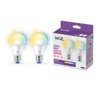 WiZ Smart Bulb, E27, 60W, Shades of White, Smart LED Connected WiFi Works with Alexa, Google Assistant & HomeKit, App Control for Home Indoor Lighting, Livingroom, Bedroom, Energy Monitoring, 2 Pack