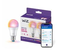 WiZ Smart LED A60 Bulb, Tunable White and Full Color, E27 Base, 100W Equivalent, 2200-6500K, 1521 Lumens, Dimmable, Works with Alexa, Google Assistant, and Apple HomeKit, 2 Pack