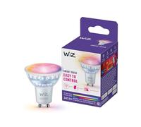 WiZ Smart LED Glass GU10 Spotlight, Full Color and Tunable White, 50W Equivalent, 2200-6500K, 345 Lumens, Dimmable, Works with Alexa, Google Assistant, and Apple Home, 1 Pack
