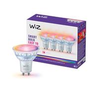 WiZ Smart LED Glass GU10Spotlight, Full Color and Tunable White, 50W Equivalent, 2200-6500K, 345 Lumens, Dimmable, Works with Alexa, Google Assistant, and Apple Home, 4 Pack