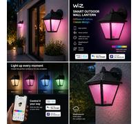 WiZ Smart Outdoor Wall Light Classic, 16 mio Colors, Black, WiFi App Control, for Home, Garden, Terrace and Patio Lighting, IP44 Weatherproof