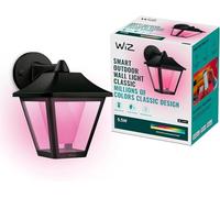 WiZ Smart Outdoor Wall Light Classic, 16 mio Colors, Black, WiFi App Control, for Home, Garden, Terrace and Patio Lighting, IP44 Weatherproof