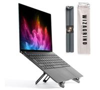 WIZAGRIND Premium Aluminium Laptop Stand - Compact & Foldable Riser for Desk, Adjustable Height & Angle, Lightweight & Portable for Macbook, Dell, HP, 10"-17" Laptops