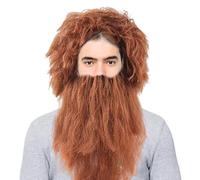 Wizard Beard,Beard Wig,Wig and Beard for Cosplay Costume,Fake Mustache Costume Accessory,Funny Caveman Wig and Beard Set,Party Supplies for