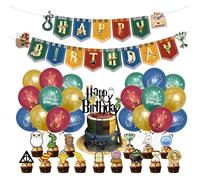 Wizard Birthday Party Decoration, 38 Pcs Happy Birthday Decoration with Balloons and Cake Toppers, Themed Celebrations, Full of Magic Birthday Party Decoration Supplies