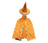 Wizard Cape Witch Cloak Kids Halloween Costume with Hat Adults Cosplay