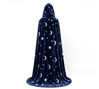 Wizard Cape, Wizard Cloak 1 Pack, Soft Velvet Star Moon, Hooded Cape, Blue