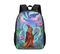 Wizard Capybara 17 Inch Backpack Kids School Students, Fantasy Magic Mushroom Enchanted Forest Graphic Bookbag (09)