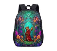 Wizard Capybara 17 Inch Backpack Kids School Students, Fantasy Magic Mushroom Enchanted Forest Graphic Bookbag (06)
