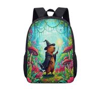 Wizard Capybara 17 Inch Backpack Kids School Students, Fantasy Magic Mushroom Enchanted Forest Graphic Bookbag (01)