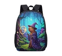 Wizard Capybara 17 Inch Backpack Kids School Students, Fantasy Magic Mushroom Enchanted Forest Graphic Bookbag (05)