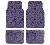Wizard Car Mat Set of 4, Repetitive Outline of Magic Items and Witchcraft Elements, Front & Back Seat Floor Mat Durable PVC Backing Car Accesory, Blue Violet and Black