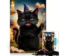 Wizard Cat 1000 Piece Jigsaw Brain Skill Game High Precision Die Cut Fascinating Hobby for Idle Moments (50x75cm)