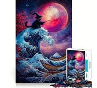 Wizard Cat And The Great Wave Adults 1000 Piece Jigsaw Puzzle Focus Memory Game Zero Gap Compact Fun for Family Game Time (38x26cm)