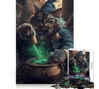 Wizard Cat Brewing Potion Hard Jigsaw Puzzle for Adults 1000 Pieces Focus Enhance Restful Activity Smooth Cut Winter Gift (50x75cm)