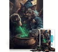 Wizard Cat Brewing Potion Jigsaw for Adults1000 Pieces Mind Boost Game Seamless Fit Precise Pieces Relaxing Indoor Group Activity (38x52cm)