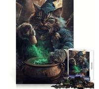 Wizard Cat Brewing Potion Teenagers 1000 Piece Jigsaw Puzzle Focus Training Leisure Activity Tight Join Thoughtful Gift (38x26cm)