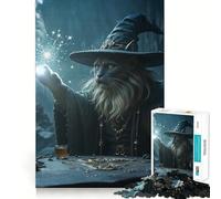 Wizard Cat Casting A Spell Jigsaw Puzzle 1000 Logic Thinking Play Expert Cutting Craftsmanship Quiet Time Mind Exercise at Home (50x75cm)