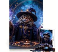 Wizard Cat Casting Magic Adult Jigsaw Puzzle1000 Pieces Mind Wellness Serene Activity Sharp Edges (38x26cm)