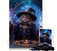 Wizard Cat Casting Magic Teenager Jigsaw Puzzles 1000 Pieces Cognitive Memory Soothing Downtime Exact Cut Birthday Gift (50x75cm)