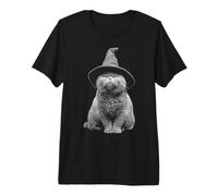 Wizard Cat Fantasy Gothic Magic Design for Halloween Premium T-Shirt